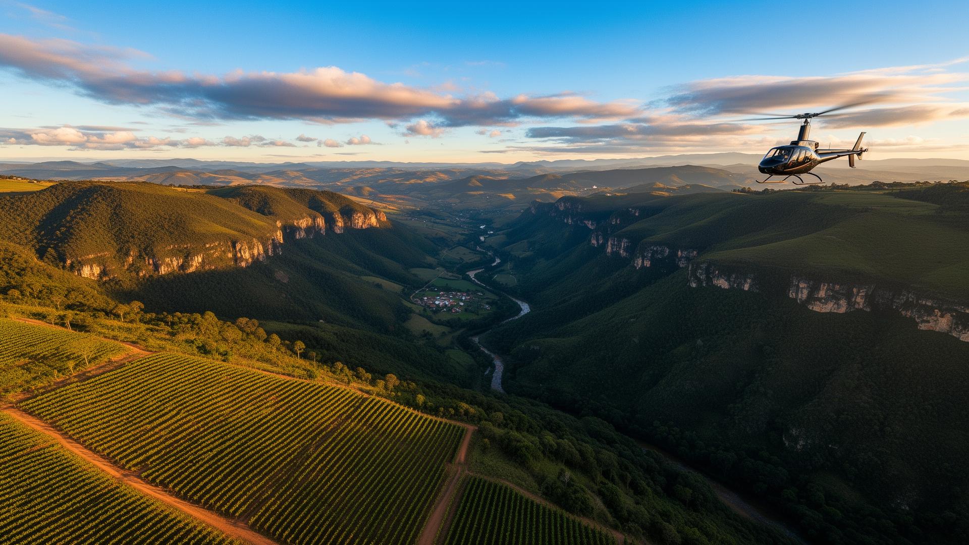 Paisagem da Serra Gaúcha ao entardecer